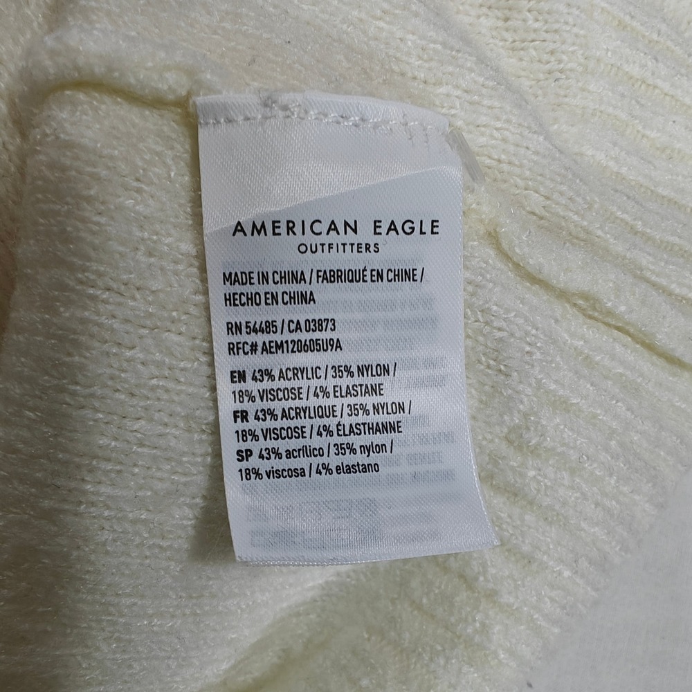 American Eagle Womens Cream Crew Neck Knit Pullover Sweater Size S Small White - Picture 6 of 6